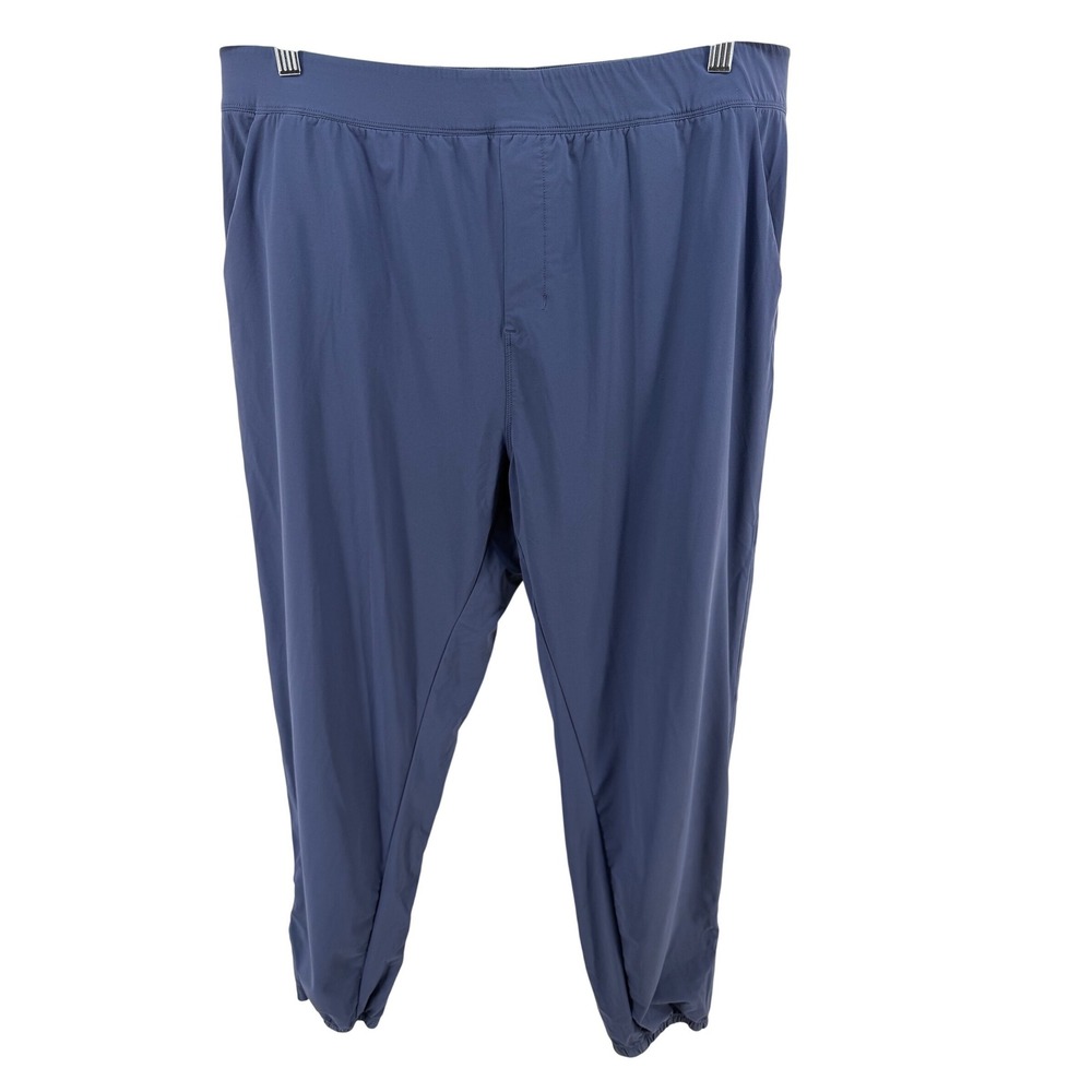 Public Rec ADED Track Pants Mens 38‎ Slate Blue Nylon Spandex Joggers Ankle Zip